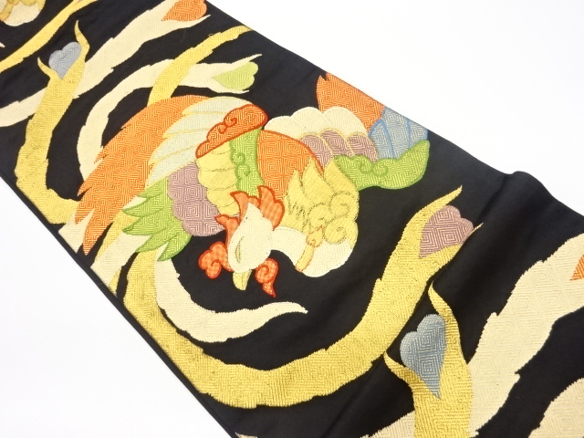 JAPANESE KIMONO / VINTAGE FUKURO OBI / WOVEN PHOENIX